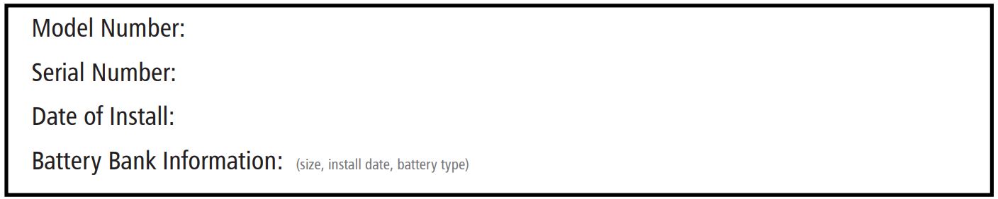 Go Power GP-MPPT-85 20 MPPT Solar Controller - Record the unit’s model and serial number below