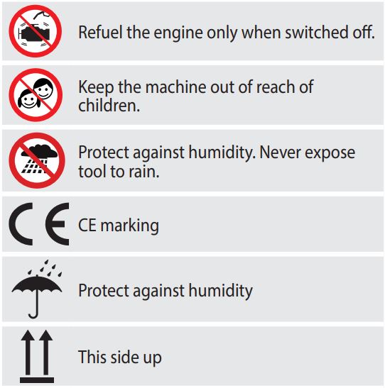 Gude GPR 821 PRO Petrol Post Driver Instruction Manual - Symbols