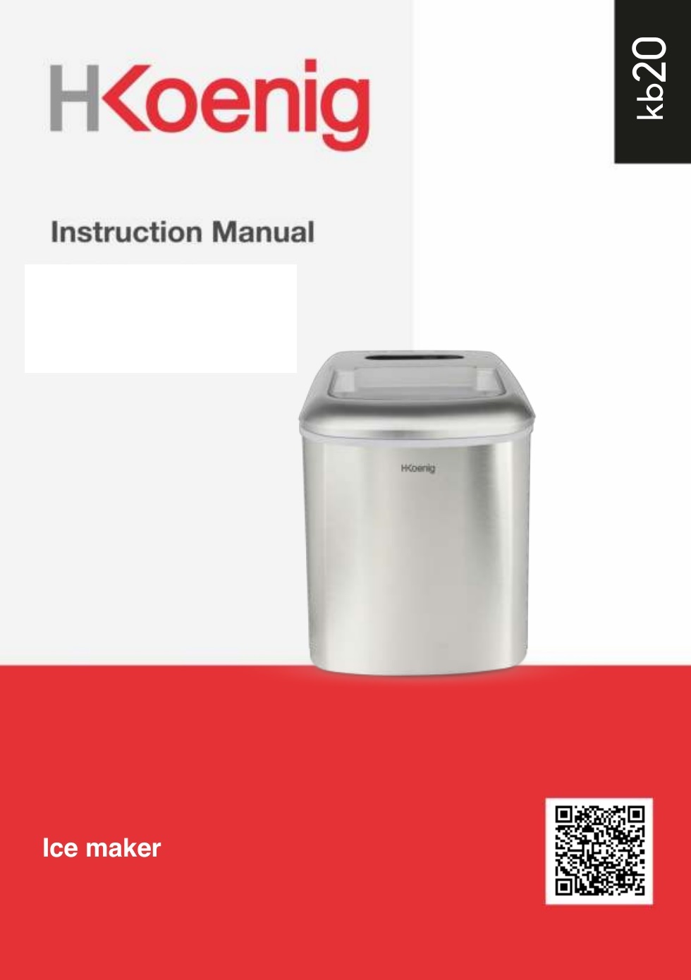 HKoenig KB20 Ice Cube Maker Instruction Manual