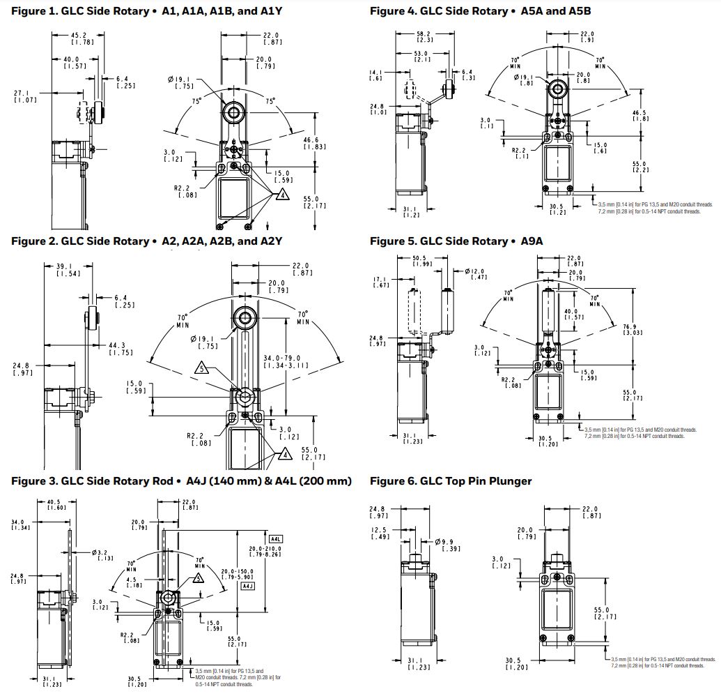 Honeywell 81521 Micro Switch Global Limit Switches Instruction Manual - Figure 1,2,3