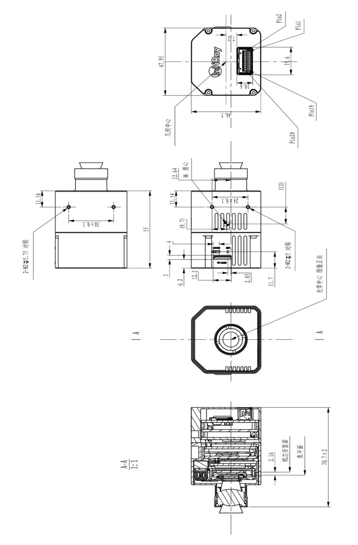 Inf iRay AT31F AT61F Online Temperature Measurement Thermal Camera - Mechanical Drawings