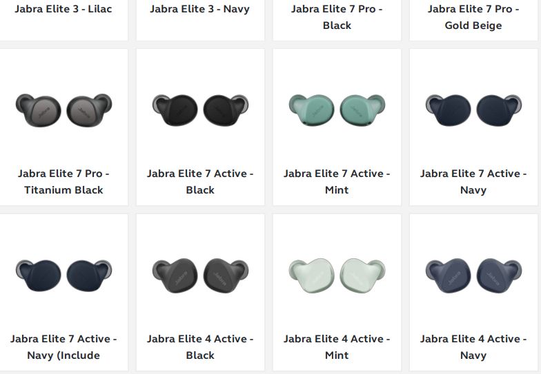 Jabra Elite 7 Active Black in Ear Bluetooth Earbuds User Guide - Applicable products