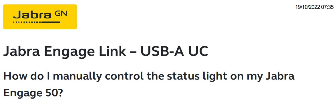 Jabra Engage Link USB-A UC Control Unit User Manual