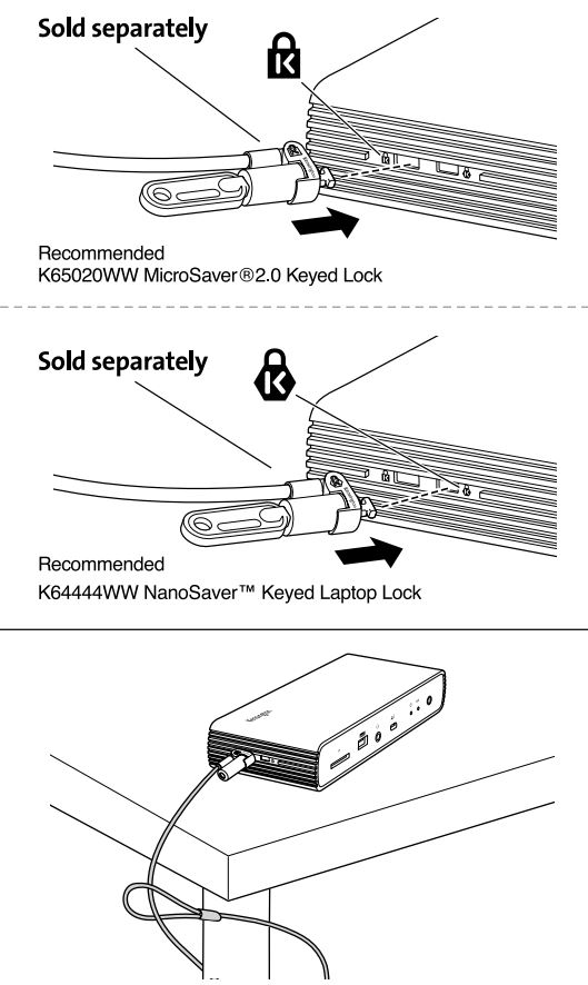 Kensington SD5780T Thunderbolt 4 Dual 4K Docking Station Installation Guide - Sold separately