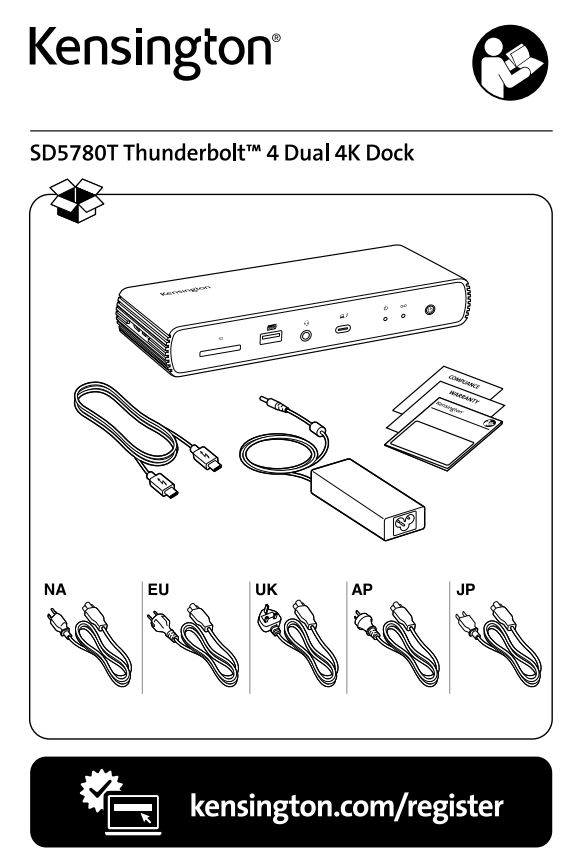 Kensington SD5780T Thunderbolt 4 Dual 4K Docking Station Installation Guide