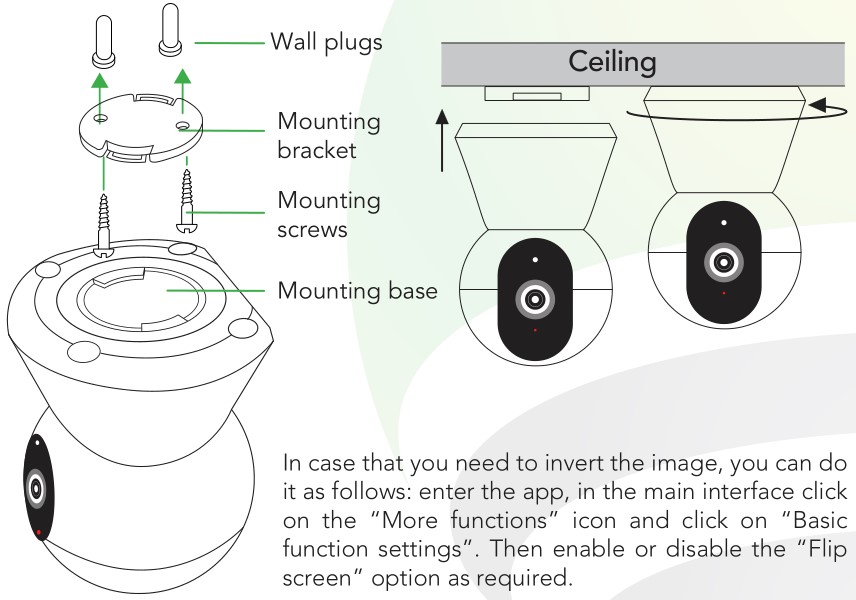 LLOYD S LC-1316 Wireless Camera - Diagram for wall mounting