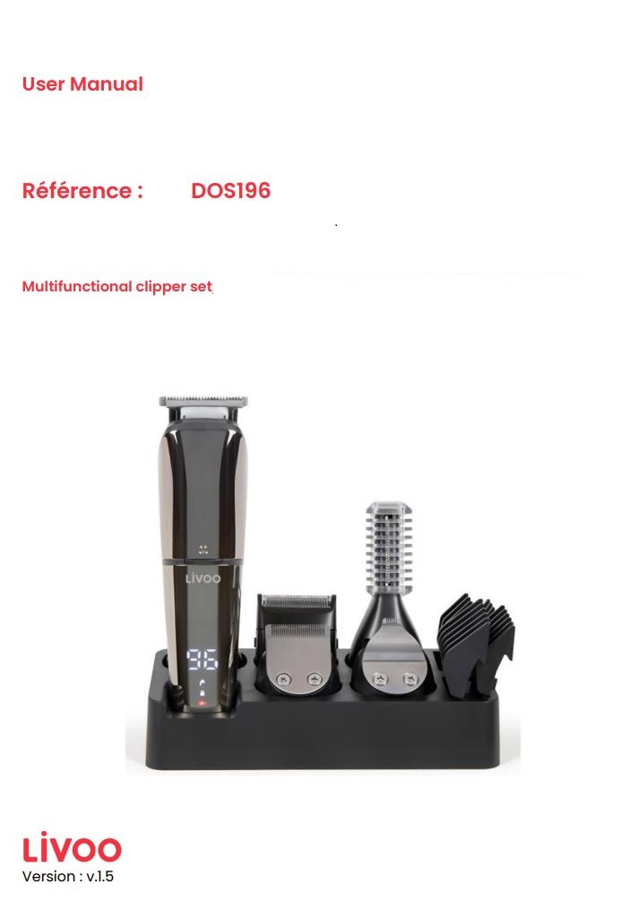 Livoo DOS196 Multifunction Hair Clipper and Beard and body Trimming Set Instructions