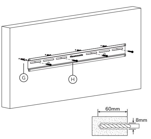 Neomounts WL30-350BL14 Newstar TV wall bracket Instruction Manual - Install the wall plate on a solid brick or concrete wall