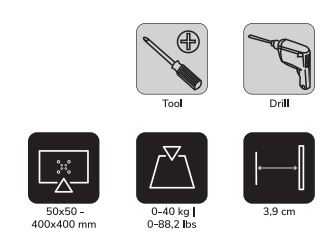 Neomounts WL30-350BL14 Newstar TV wall bracket Instruction Manual - Parts