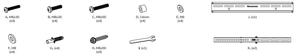 Neomounts WL30-350BL14 Newstar TV wall bracket Instruction Manual - Parts