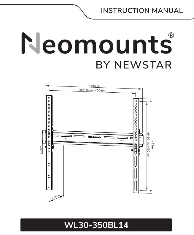 Neomounts WL30-350BL14 Newstar TV wall bracket Instruction Manual