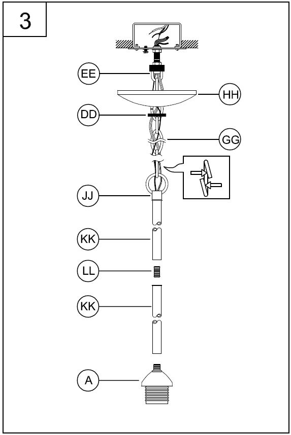 PROGRESS LIGHTING P5113 1LT Mini Pendant Light Instruction Manual - Once hanging length is determined