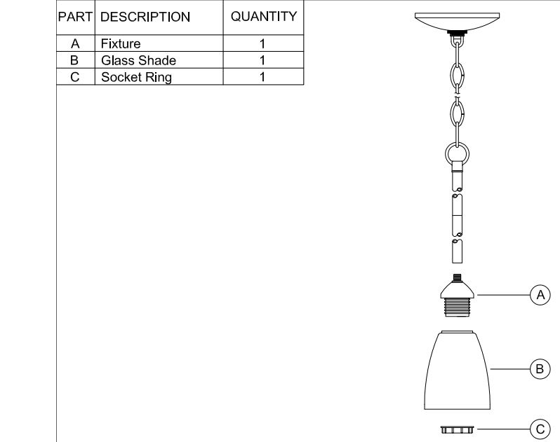 PROGRESS LIGHTING P5113 1LT Mini Pendant Light Instruction Manual - Package Contents