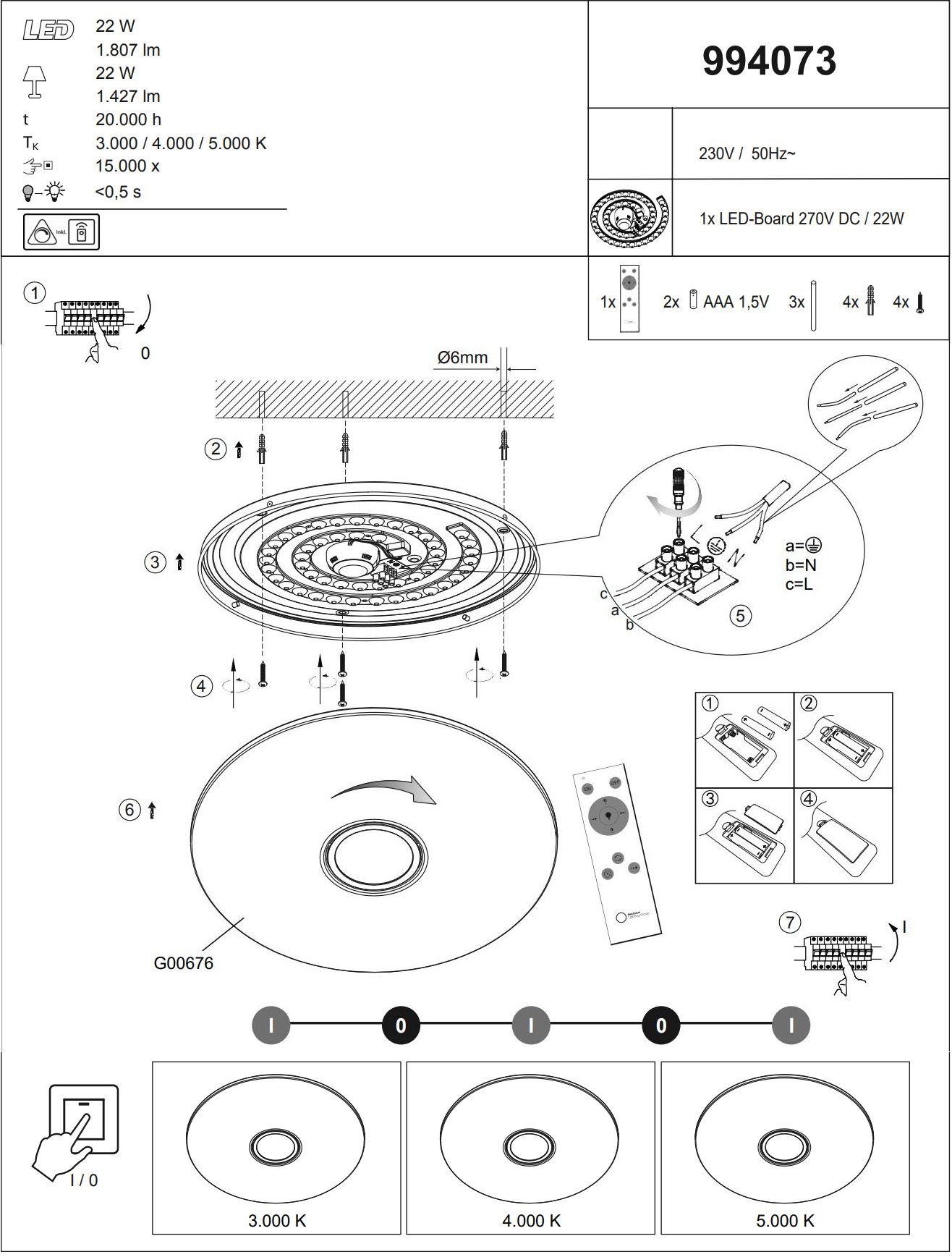 Paul Neuhaus 14227 LED Ceiling Light Instruction Manual