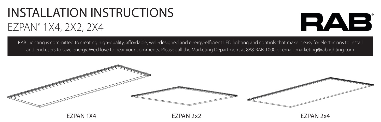 RAB SMKEZPAN1X4 Ezpan 1X4 Surface Mounting Kit Instruction Manual