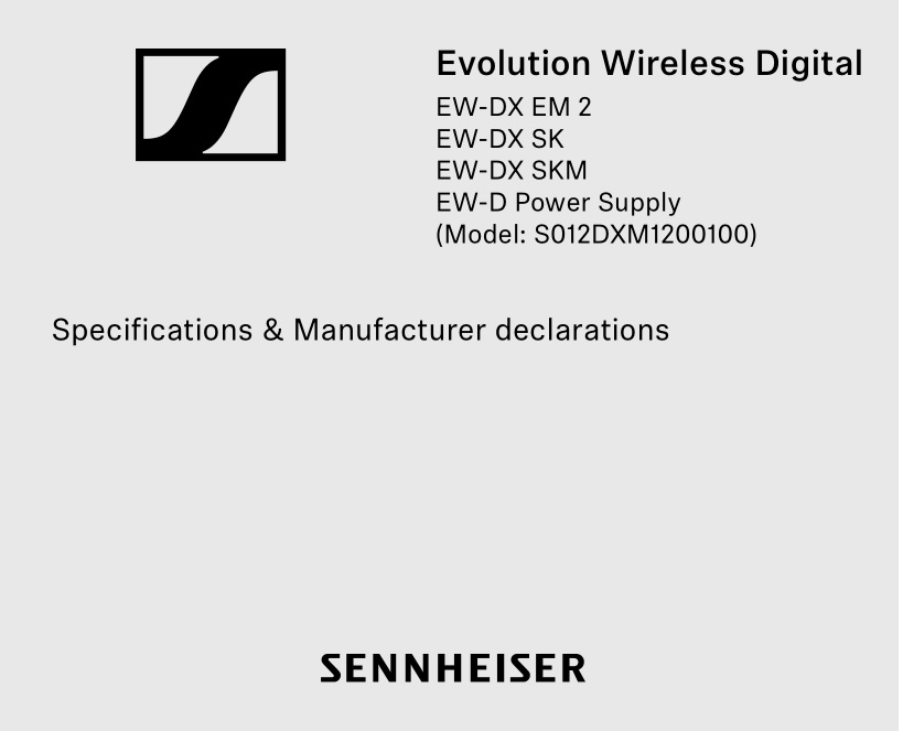 SENNHEISER EW-D Power Supply User Manual