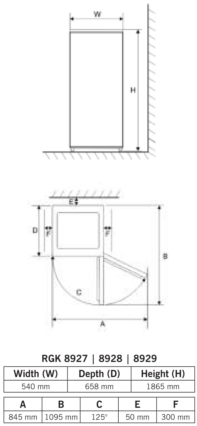SEVERIN RGK 8900 Series Fridge Freezer - Installation measures
