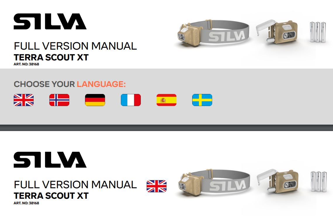 SILVA 38168 TERRA SCOUT XT Lightweight Versatile Headlamp Instruction Manual