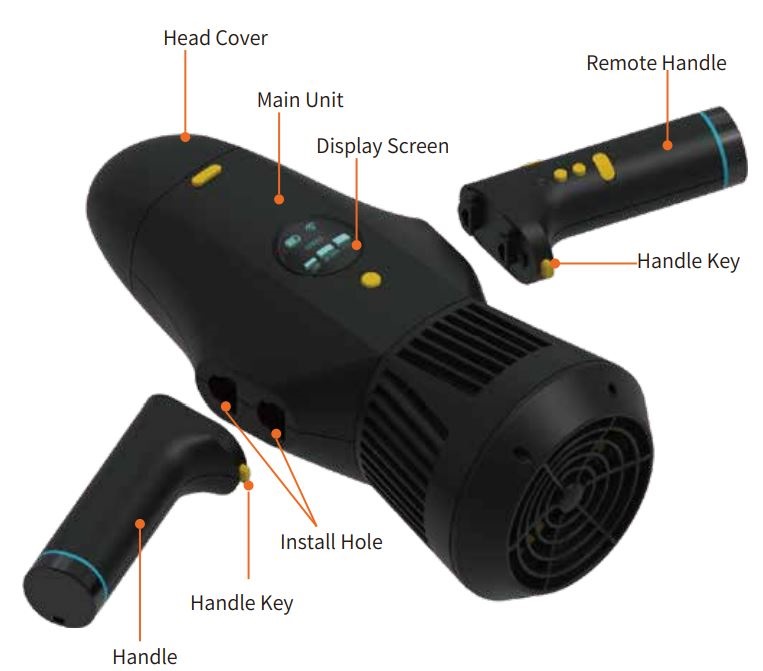 STERMAY M1 Underwater Scooter User Manual - Handle assembling