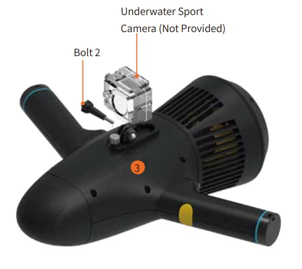 STERMAY M1 Underwater Scooter User Manual - Rotate the Bolt 1 on the Camera Bracket