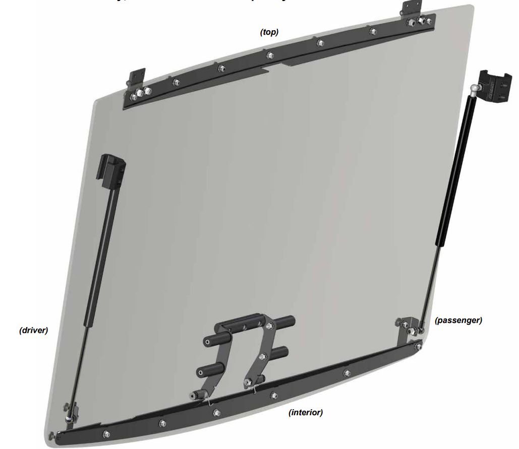SUPERATV Polaris Ranger XP 900 Scratch Resistant Flip Windshield Instruction Manual - Reference only; do not assemble completely at this time.