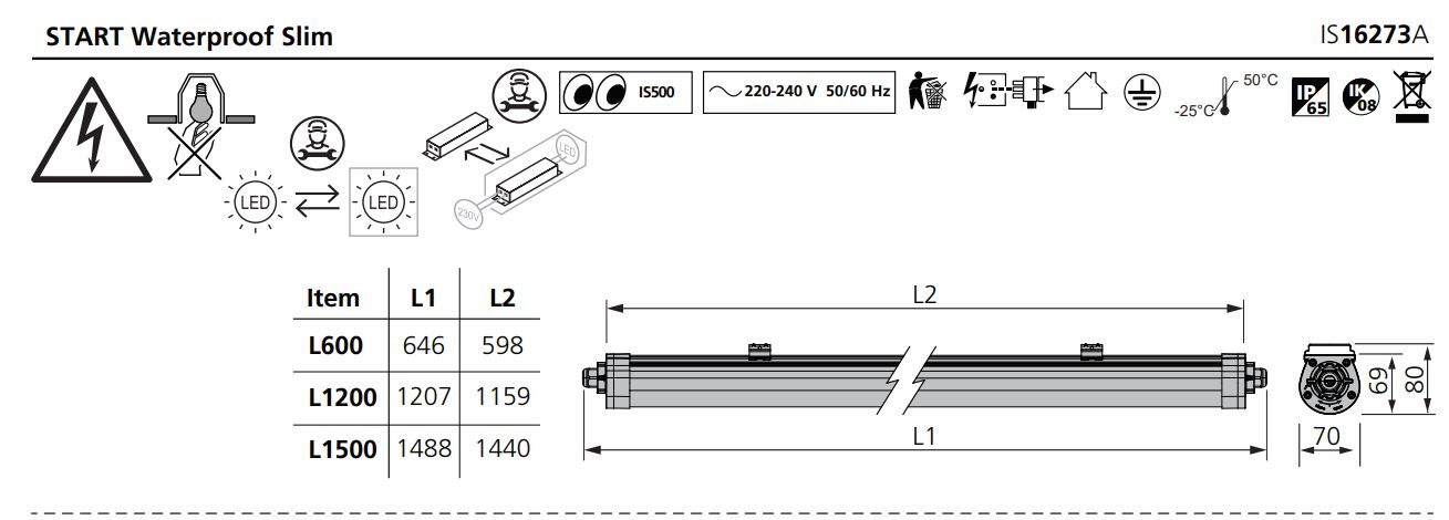 SYLVANIA IS16273A START Waterproof Slim Instructions