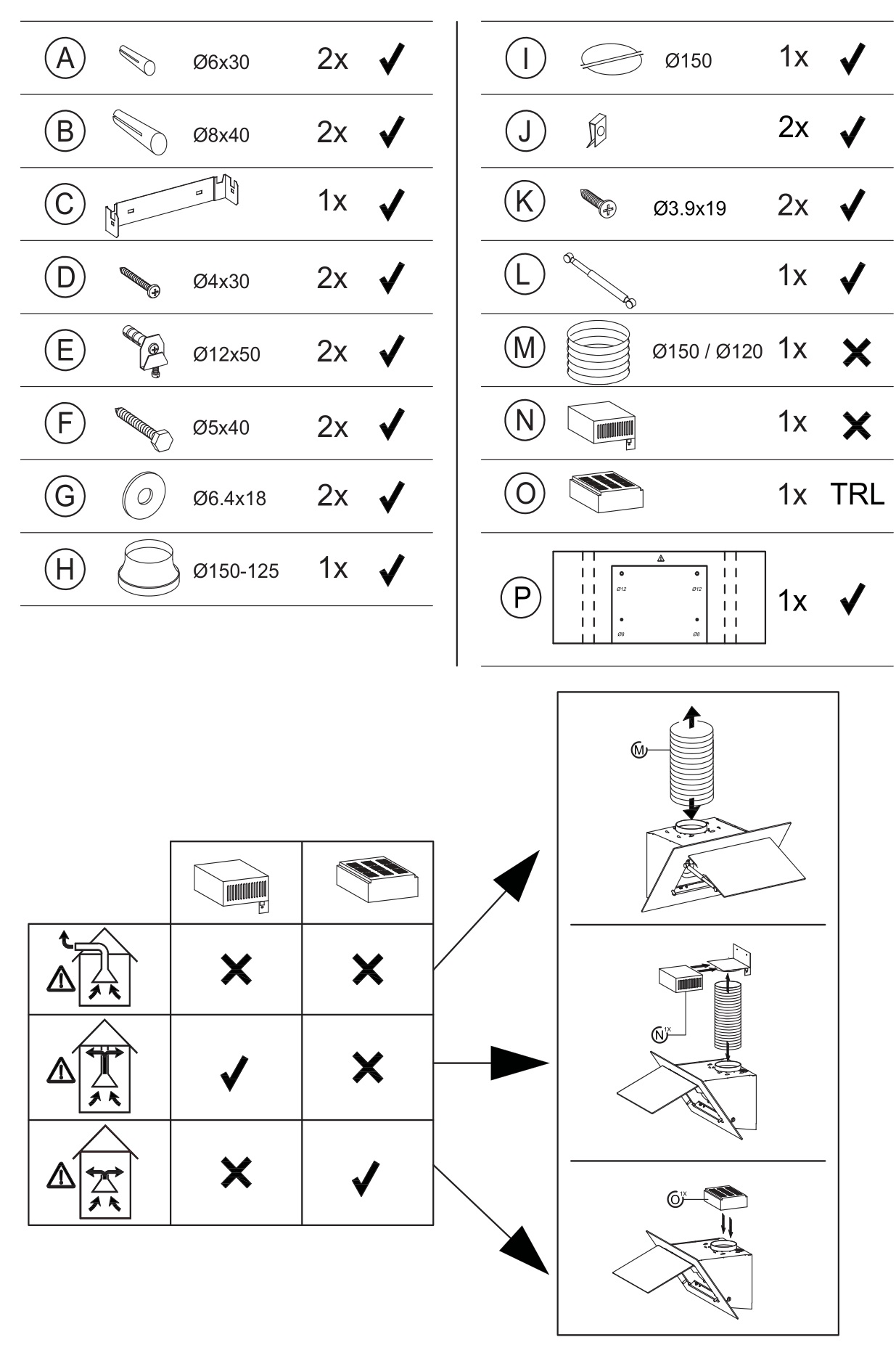 TEKA DVT PRO SERIES Kitchen Hoods -Parts list