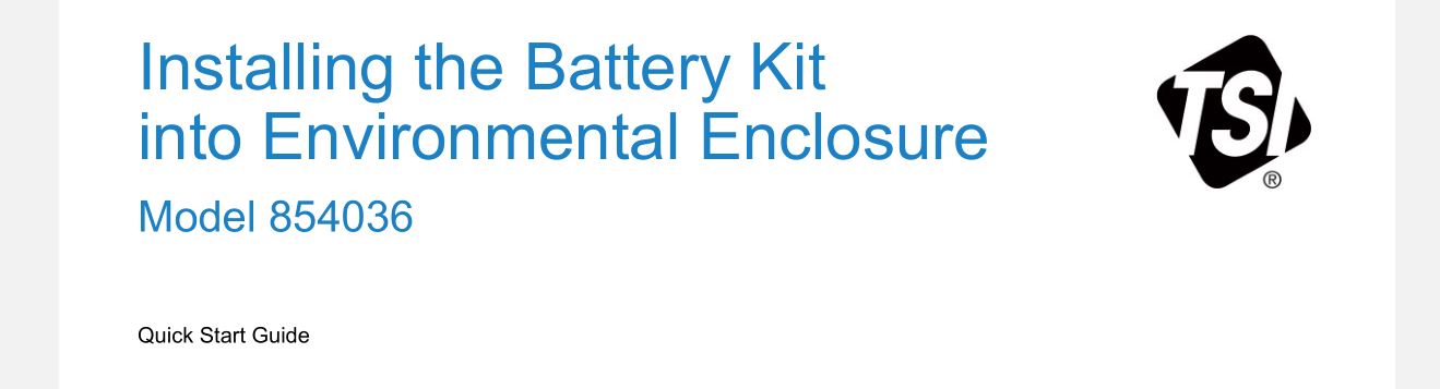 TSI 854036 Environmental DustTrak Rechargeable Battery System Instruction Manual