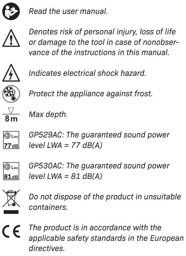 VONROC GP530AC Pressure Tank Unit Instruction Manual - SAFETY INSTRUCTIONS