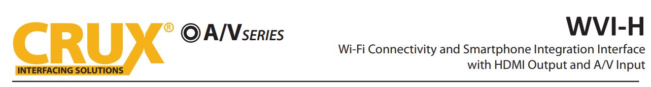 WVI-H Wi-Fi Connectivity and Smartphone Integration Interface with HDMI Output and AV Input User Manual - WVI-H Wi-Fi Connectivity and Smartphone Integration Interface with HDMI Output and AV Input