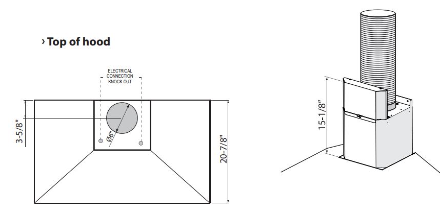 XO Appliance XOJ30SC 30 Inch Wall Mount Chimney Range Installation Guide - DIMENSIONS