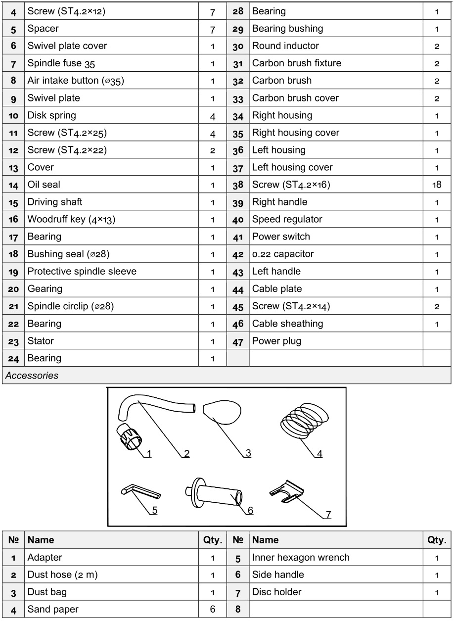 XPOtool 62830 Drywall Sander - Exploded drawing and parts lists 2