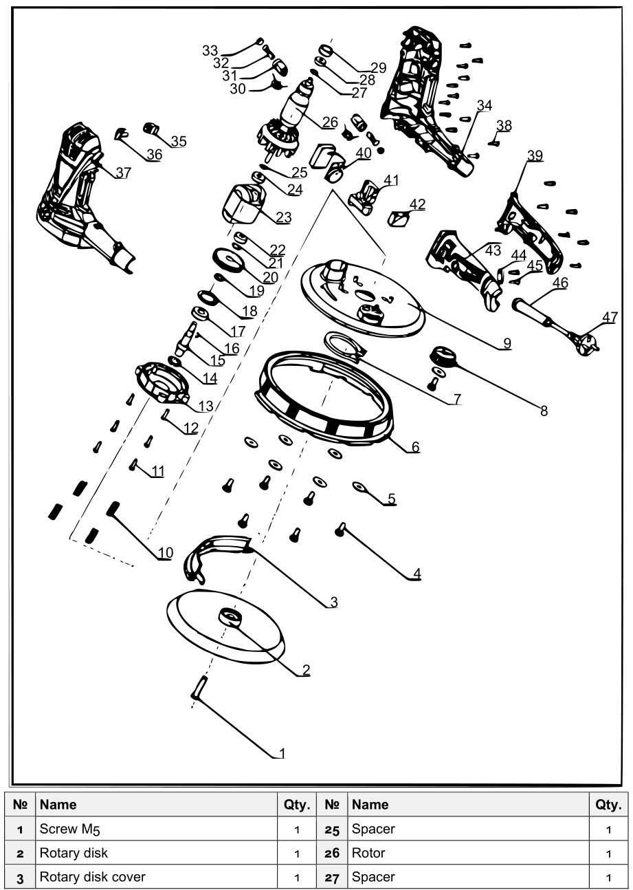 XPOtool 62830 Drywall Sander - Exploded drawing and parts lists