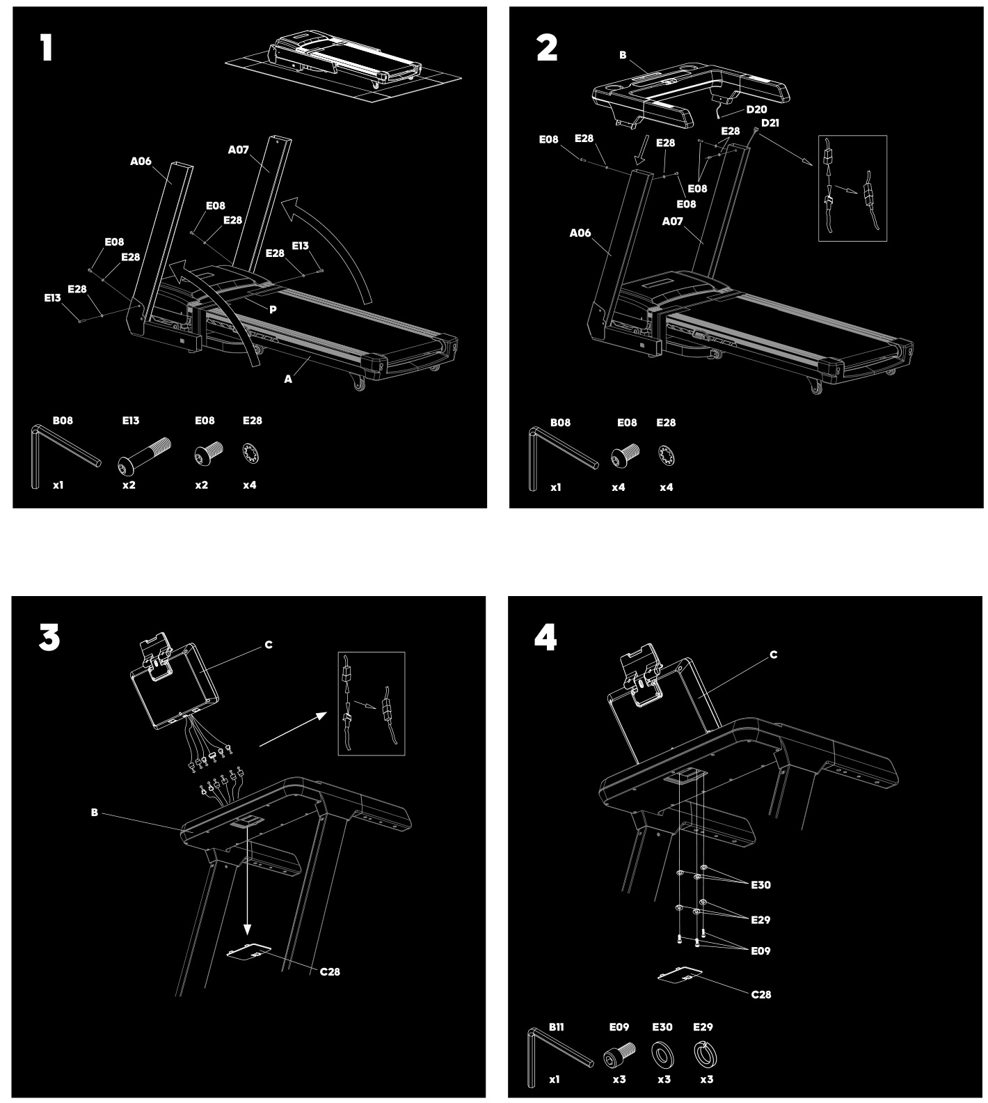 adidas T-19i Bluetooth Treadmill - Assembly figure 1-4