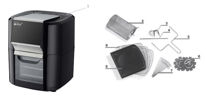 deco chef DCAIRD12BLK 12.7QT Digital Air Fryer Oven, with 3 Racks Instruction Manual - Rotisserie Air Fryer Parts & Accessories