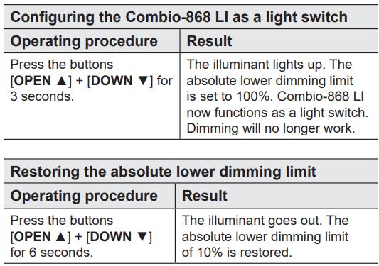elero Combio-868 LI Built In Radio Receiver for Lighting Systems Instruction Manual - Adapting an illuminant