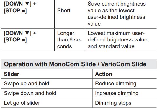 elero Combio-868 LI Built In Radio Receiver for Lighting Systems Instruction Manual - General control options