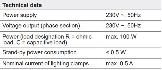 elero Combio-868 LI Built In Radio Receiver for Lighting Systems Instruction Manual - Technical data