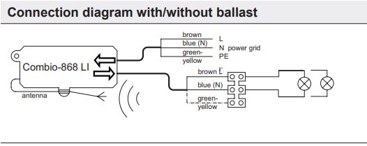 elero Combio-868 LI Built In Radio Receiver for Lighting Systems Instruction Manual - Terminal connection diagram