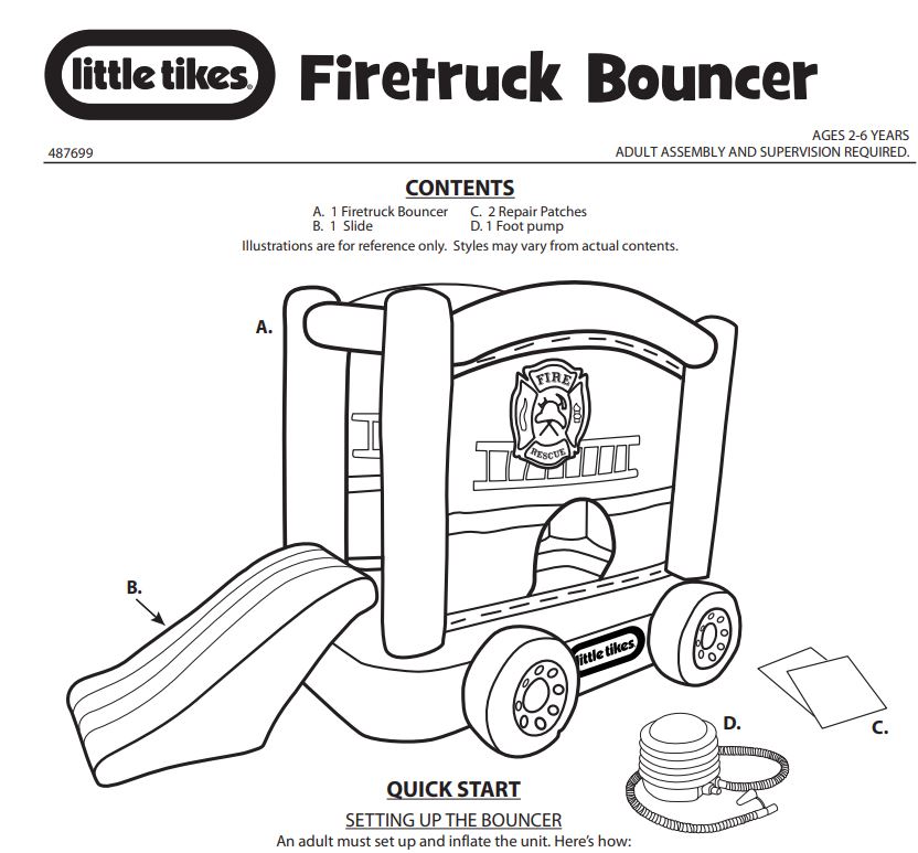 little tikes 487699 Fire Truck Bouncer Instruction Manual