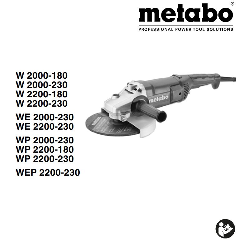metabo W 2000-180 Cumi 2000 Watts Angle Grinder Instructions