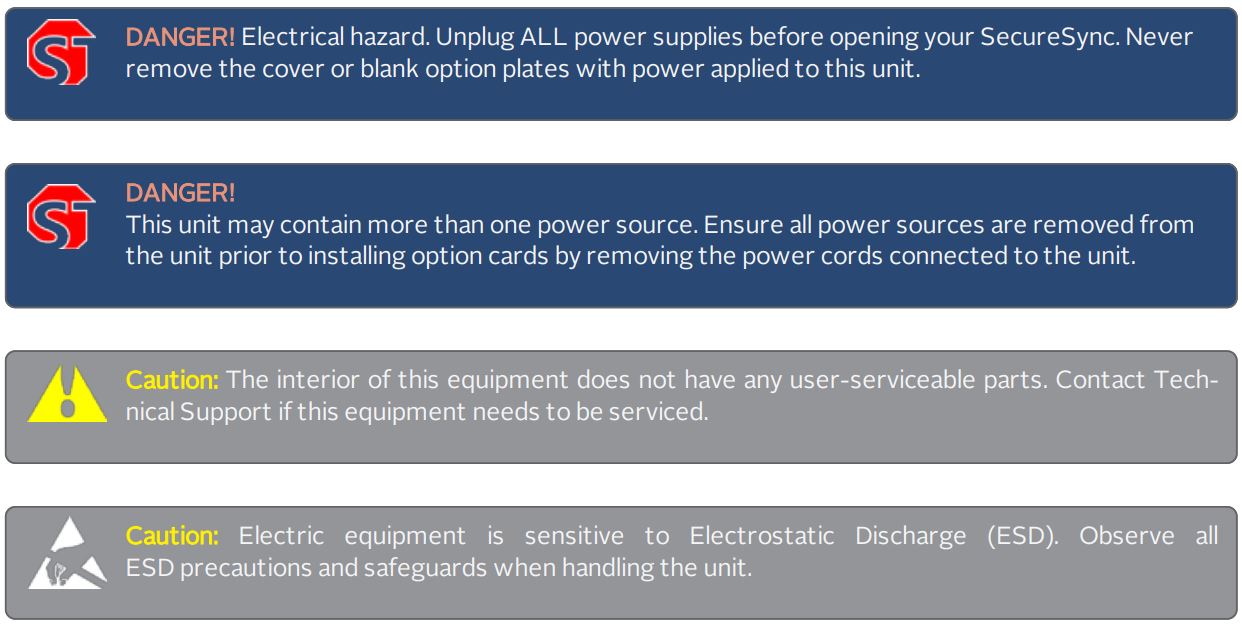 orolia SecureSync 2400 Time & Frequency Reference Solution Installation Guide - Safety