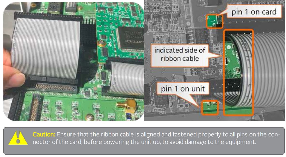 orolia SecureSync 2400 Time & Frequency Reference Solution Installation Guide - Take the supplied 50-pin ribbon cable and carefully
