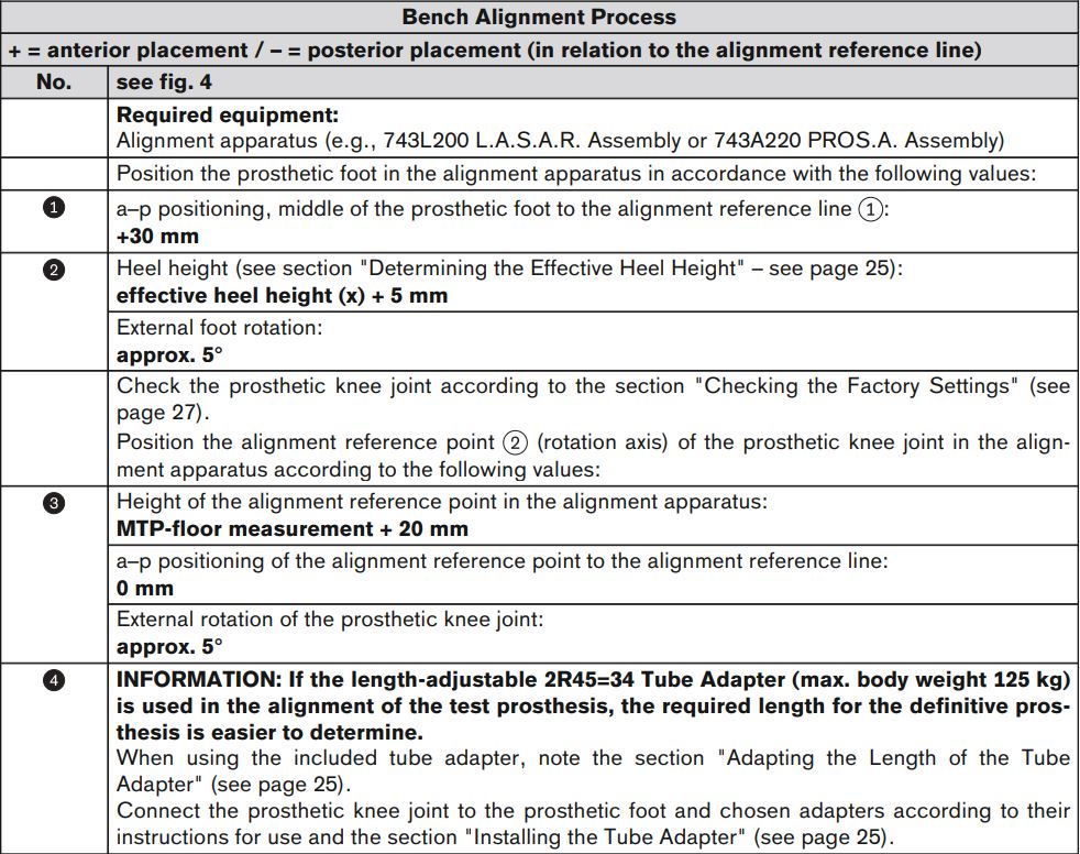 ottobock 3R80 Modular Knee Joint Instruction Manual - Bench Alignment