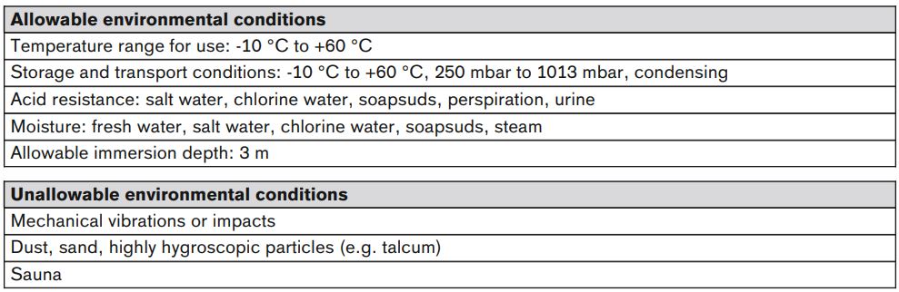 ottobock 3R80 Modular Knee Joint Instruction Manual - Environmental conditions