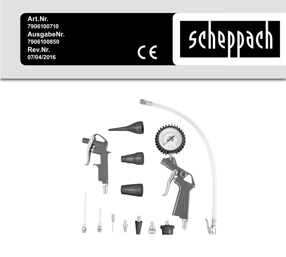 scheppach 7906100710 Pneumatic Tool Set Instruction Manual