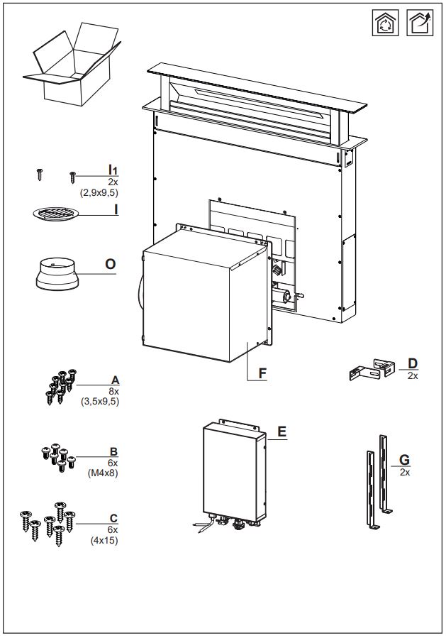 smeg KDD90CNE Down Extractor Installation Guide - What's in the box