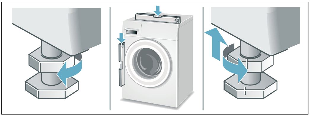 500 Series Compact Washer 1400 RPM WAW285H1UC User Manual - Procedure for adjusting the washer feet