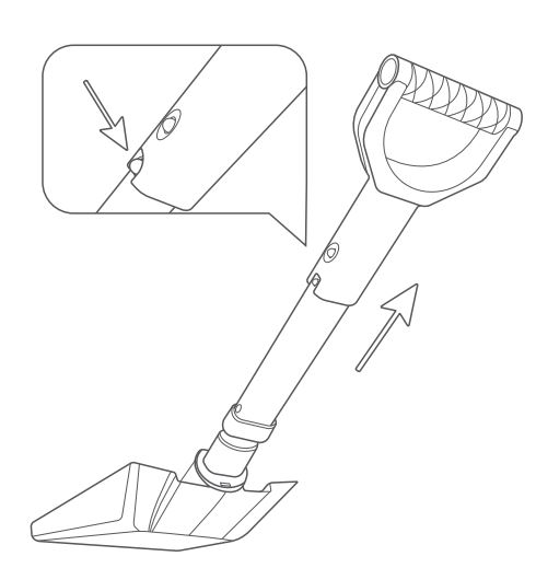 ASTROAI Multifunctional Folding Snow Shovel User Manual - Press the spring snap clip to extend
