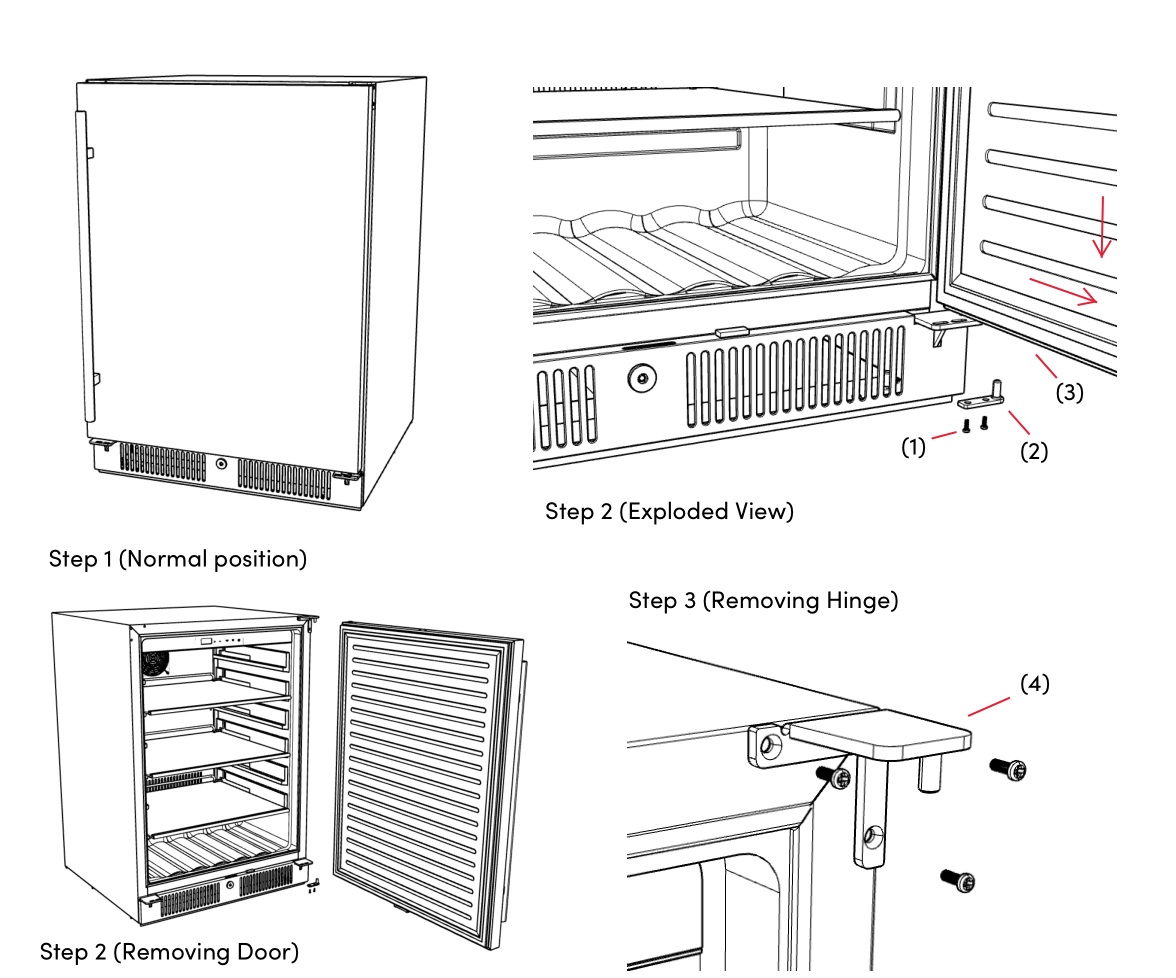 BLAZE BLZSSRF-15 Electric Refrigerator and Beverage Cooler - Reversing the Door Swing of Your Appliance